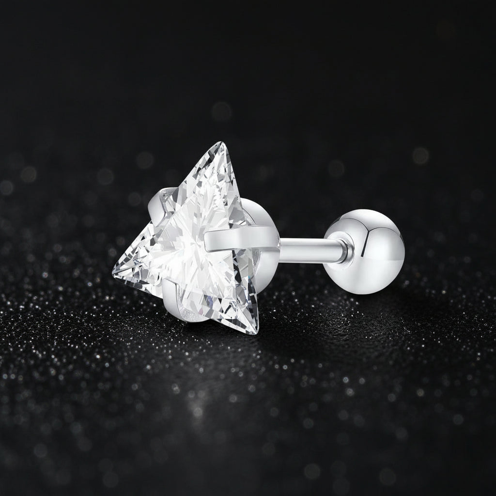 Chic Triangle CZ Earrings – Bold Unisex Ear Jewelry