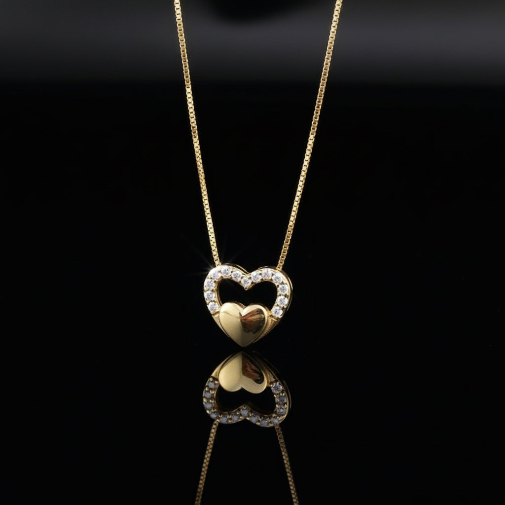 Twin Heart charm Necklace– Symbol of Love & Connection