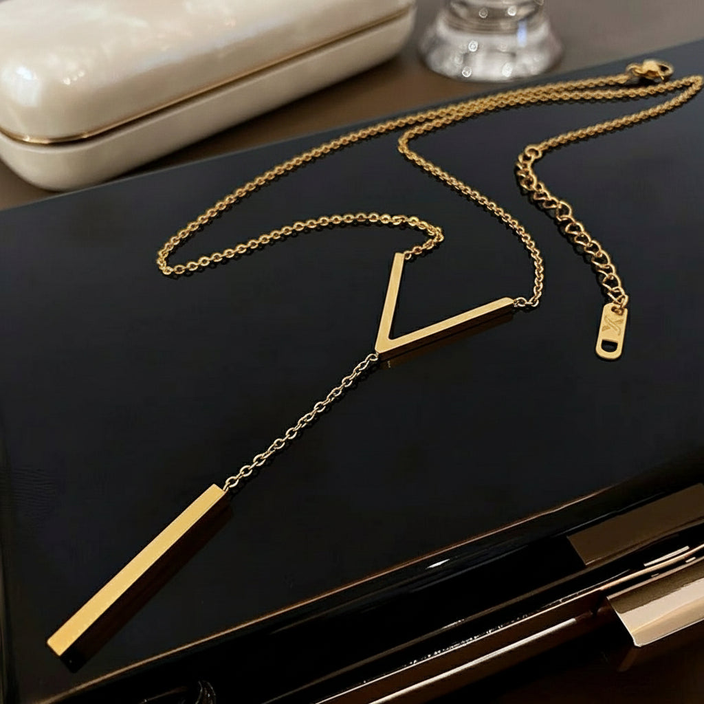 Tassel Shine - Long Chain Collarbone V Necklace