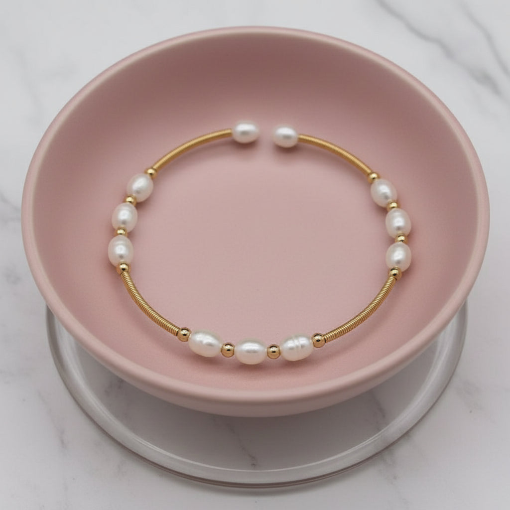 Freshwater Pearl Cuff – Handmade Beaded Bracelet