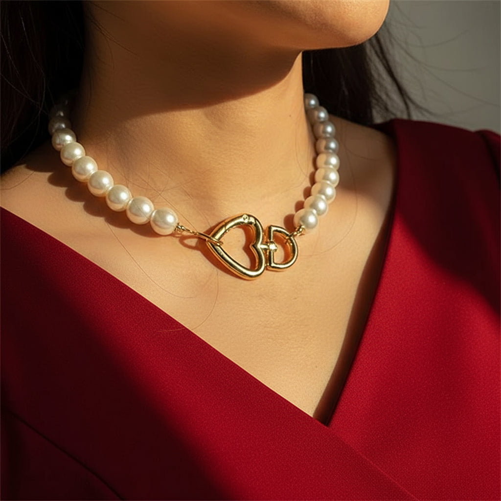 Radiant Threads - Elegant Imitation Pearl Charm Necklace