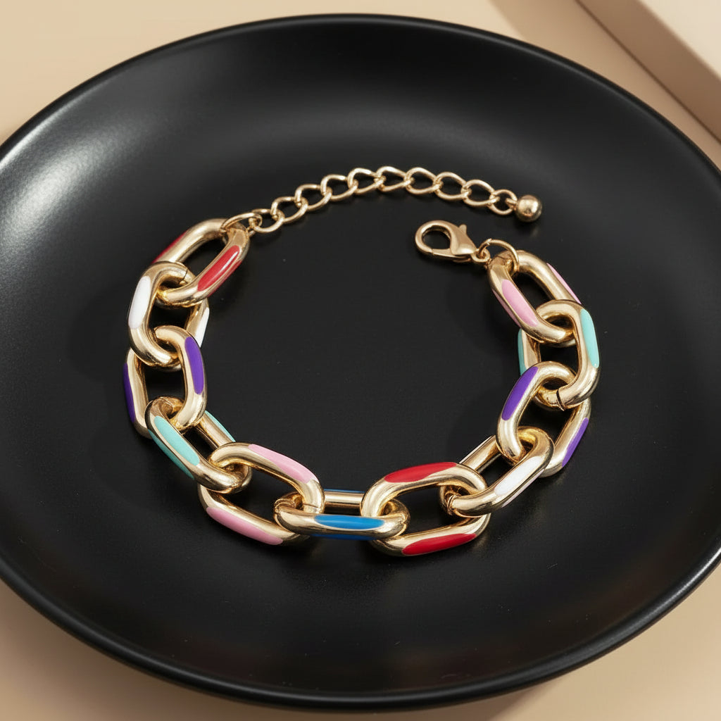 Multicolor Crystal Bracelet And Necklace – Stylish Adjustable Fashion
