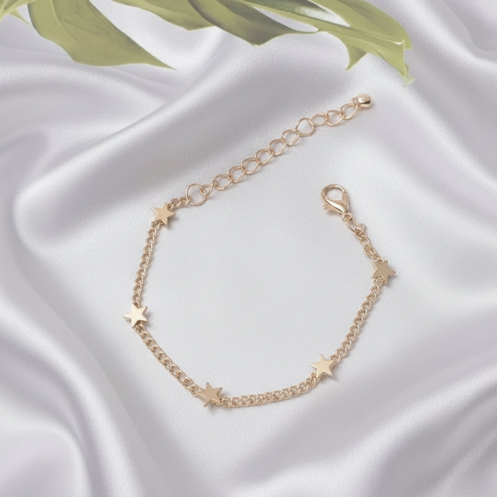 Minimalist Gold Bracelet – Stars & Hearts Design