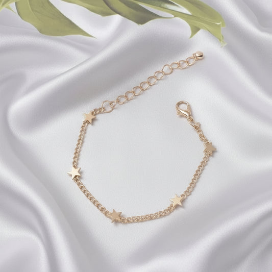 Minimalist Gold Bracelet – Stars & Hearts Design