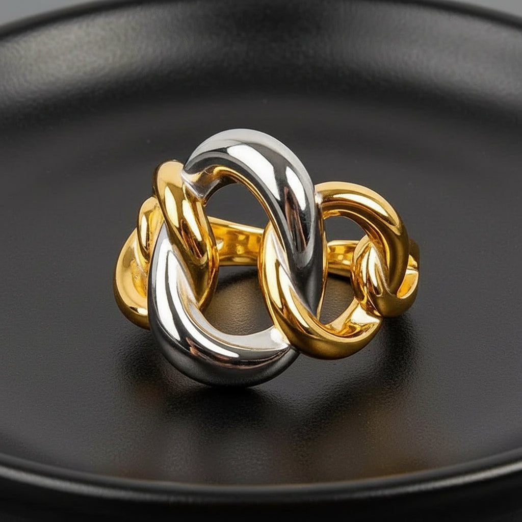 Irregular two tone Hollow Ring – Graceful Handmade Design