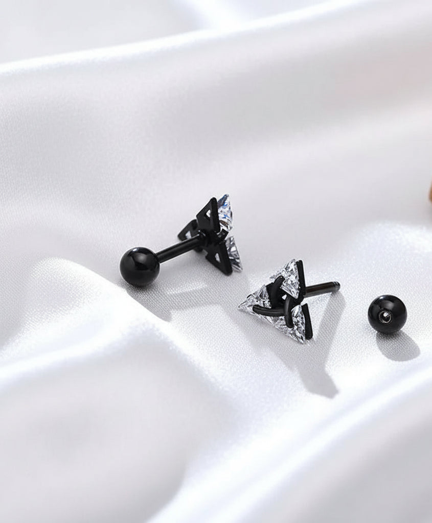 Chic Triangle CZ Earrings – Bold Unisex Ear Jewelry