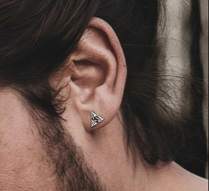 Chic Triangle CZ Earrings – Bold Unisex Ear Jewelry