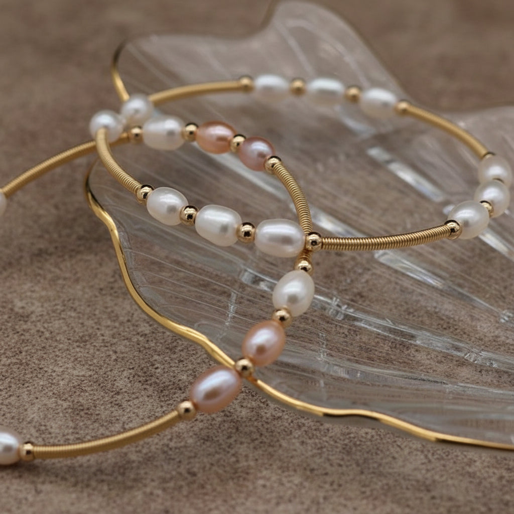 Freshwater Pearl Cuff – Handmade Beaded Bracelet