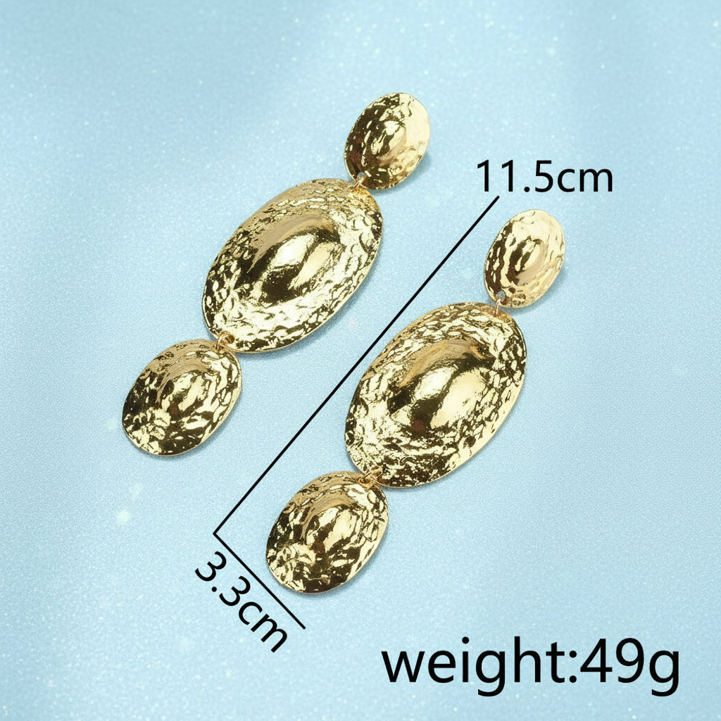 Golden Oval Dangle Earrings – Bold Statement Jewelry